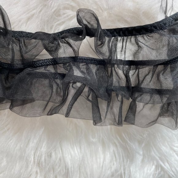 NWOT Victoria's Secret French Maid Mesh Ruffle Sequin push up, Ribbon, Black 36D - Picture 5 of 13